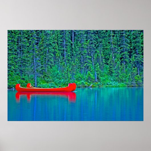 Rode kano's op groen water poster (Voorkant)