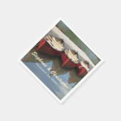 Rode kano's Wedding Name en Date Paper Servet (Hoek)