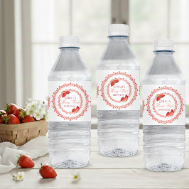 Rode kant bes eerste verjaardag waterfles etiket