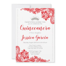 Rode kant en zilveren glitter prinses Quinceañera