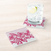 Rode kant glazen onderzetter (Schuin)