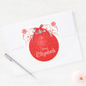 Rode Kant Kerstbal Custom Gift Label (Envelop)