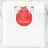 Rode Kant Kerstbal Custom Gift Label (Tas)