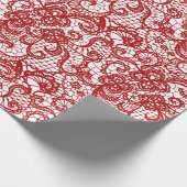 Rode kant op wit cadeaupapier (Hoek)