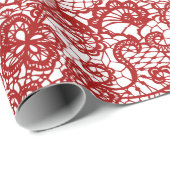 Rode kant op wit cadeaupapier (Rol Hoek)