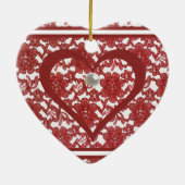 Rode Kant Pattern Valentijns Keramisch Ornament (Achterkant)