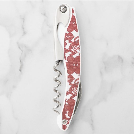 Rode Kant Pattern Valentijns Kurkentrekker (Voorkant)