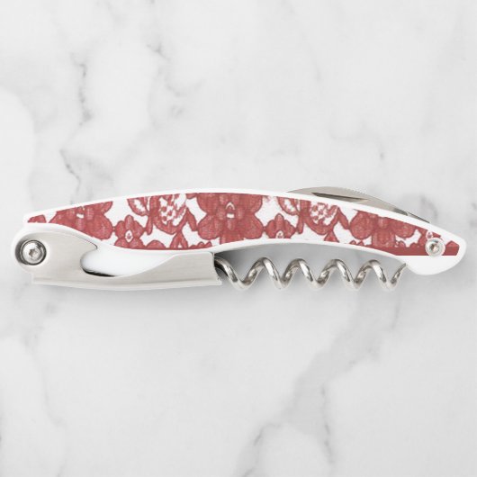 Rode Kant Pattern Valentijns Kurkentrekker (Voorkant)