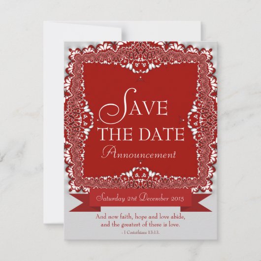 Rode kant Save the Date Trouw Aankondiging (Voorkant)