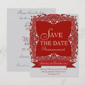 Rode kant Save the Date Trouw Aankondiging (Voorkant / Achterkant)