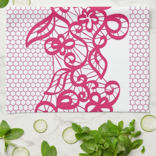 Rode kant theedoek (Gevouwen)