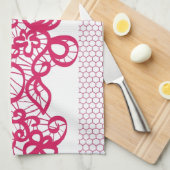 Rode kant theedoek (Quarter Fold)