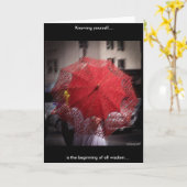 Rode Kanten Paraplu Foto Wenskaart Kaart (Gele Bloem)