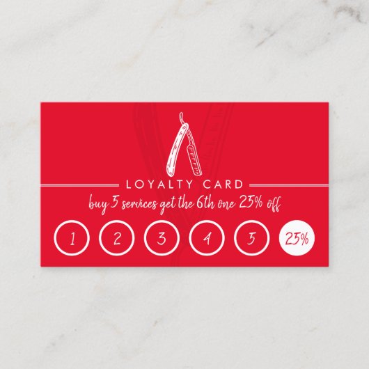 Rode Kapper Coiffure Kapsalon Korting Loyalty Visitekaartje (Voorkant)