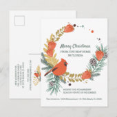 Rode Kardinaal Aardbei Kerstkrans Bewegen Aankondigingskaart (Voorkant / Achterkant)