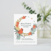 Rode Kardinaal Aardbei Kerstkrans Bewegen Aankondigingskaart (Staand voorkant)