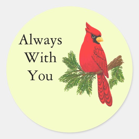 Rode kardinaal, altijd bij jou ronde sticker (Voorkant)