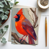 Rode Kardinaal Aquarel Schilderij Kaart