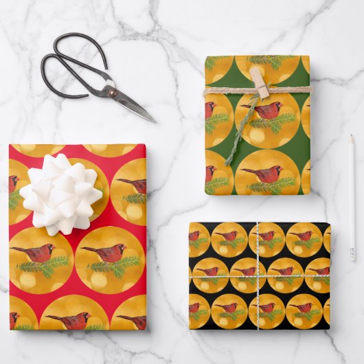 Rode Kardinaal Bird Art Wrapping Craft Paper (Voorkant)