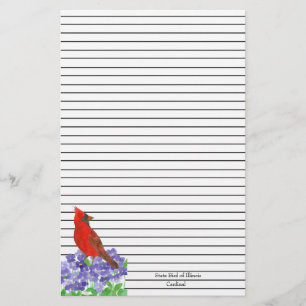Rode Kardinaal Bird Black Lined Briefpapier