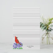 Rode Kardinaal Bird Black Lined Briefpapier (Staand voorkant)