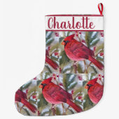 Rode kardinaal Bird Grote Kerstsok (Achterkant)