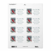 Rode Kardinaal Bird links Etiket (Full Sheet)
