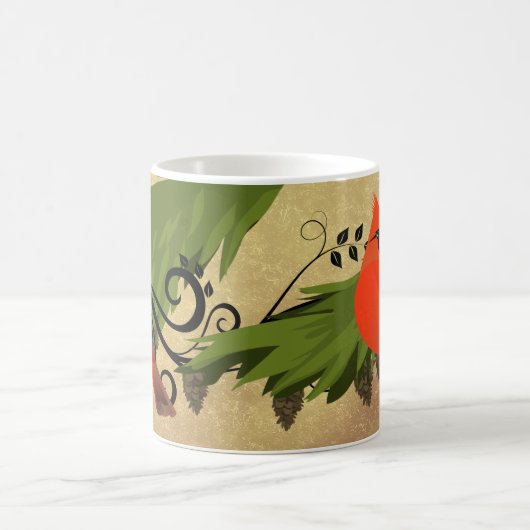 Rode kardinaal Bird Persoonlijke kerstMok Koffiemok (Center)