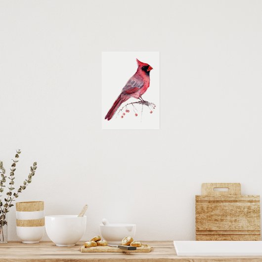 Rode kardinaal Bird Poster (Keuken)