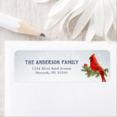 Rode kardinaal Bird Return Address Labels (Insitu)