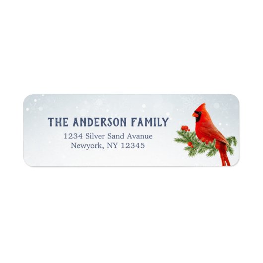 Rode kardinaal Bird Return Address Labels (Voorkant)