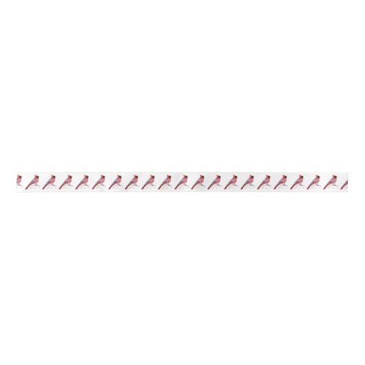 Rode kardinaal Bird Satijnen Lint (Voorkant)