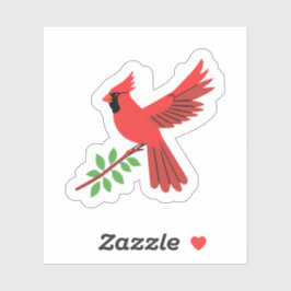 Rode Kardinaal | Boomtak Mooie Geschilderde Sticker