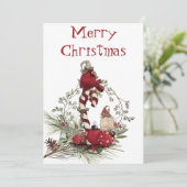 Rode Kardinaal Chickadee Vogel Winter Kerstmis Feestdagenkaart (Staand voorkant)