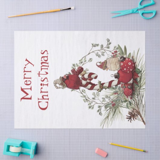 Rode Kardinaal Chickadee Vogel Winter Kerstmis Tissuepapier (Craft)