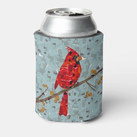 Rode Kardinaal, de vogel van Kerstmis Blikjeskoeler (Blikje Achterkant)