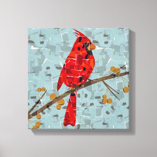 Rode Kardinaal, de vogel van Kerstmis Canvas Afdruk (Voorkant)