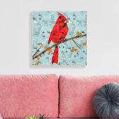 Rode Kardinaal, de vogel van Kerstmis Canvas Afdruk (Insitu (Woonkamer))
