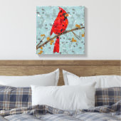 Rode Kardinaal, de vogel van Kerstmis Canvas Afdruk (Insitu (Slaapkamer))