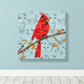 Rode Kardinaal, de vogel van Kerstmis Canvas Afdruk (Insitu (Houten vloer))