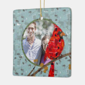 Rode Kardinaal, de vogel van Kerstmis Keramisch Ornament (Links)