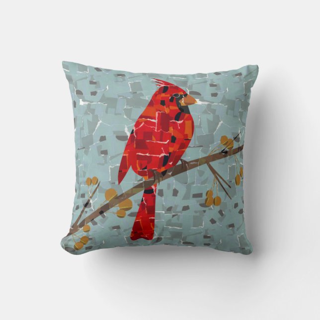 Rode Kardinaal, de vogel van Kerstmis Kussen (Voorkant)