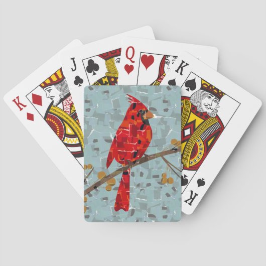 Rode Kardinaal, de vogel van Kerstmis Speelkaarten (Achterkant)