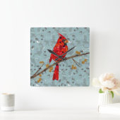 Rode Kardinaal, de vogel van Kerstmis Vierkante Klok (Huis)