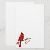 Rode Kardinaal, de vogel voor Kerstmis Briefpapier (Voorkant / Achterkant)