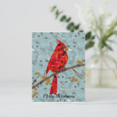 Rode Kardinaal, de vogel voor Kerstmis Feestdagenkaart (Staand voorkant)