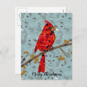 Rode Kardinaal, de vogel voor Kerstmis Feestdagenkaart (Voorkant / Achterkant)