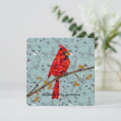 Rode Kardinaal, de vogel voor Kerstmis Kaart (Staand voorkant)