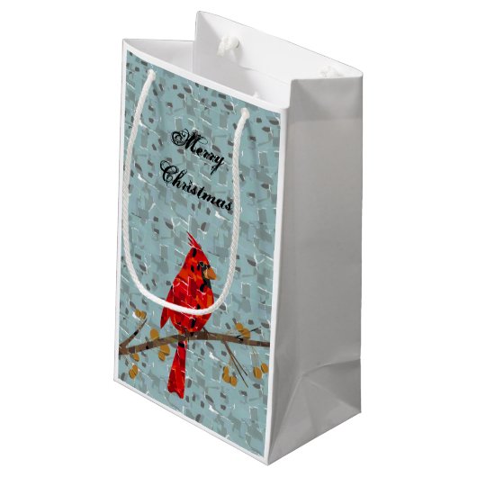 Rode Kardinaal, de vogel voor Kerstmis Klein Cadeauzakje (Achterkant Gekanteld)