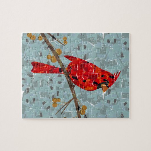 Rode Kardinaal, de vogel voor Kerstmis Legpuzzel (Horizontaal)